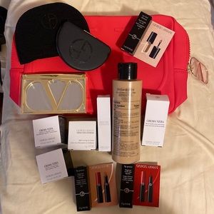 Giorgio Armani, Yves Saint Laurent, and Valentino make up set